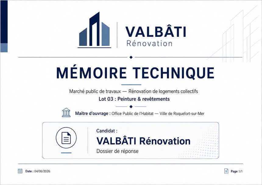 Mémoire technique généré par MémoirePro