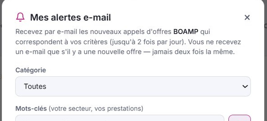 Configuration des alertes e-mail